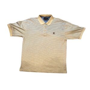 Tommy Hilfiger Golf Polo Men’s Large Mercerized Cotton Cream Striped logo vtg.